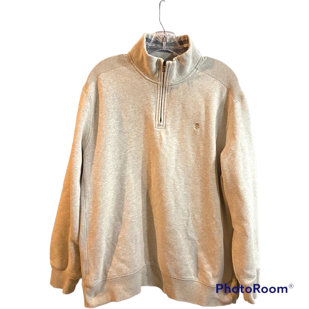 Izod mens off white sweatshirt 1/4 zip size L